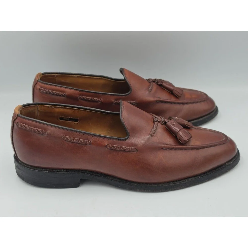 Allen Edmonds Brookwood Men's Brown Leather Tassel Slip-On Dress Loafers Size 9